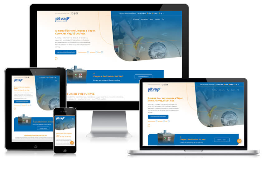 Design responsivo novo site | Jet Vap - Lavadoras a Vapor